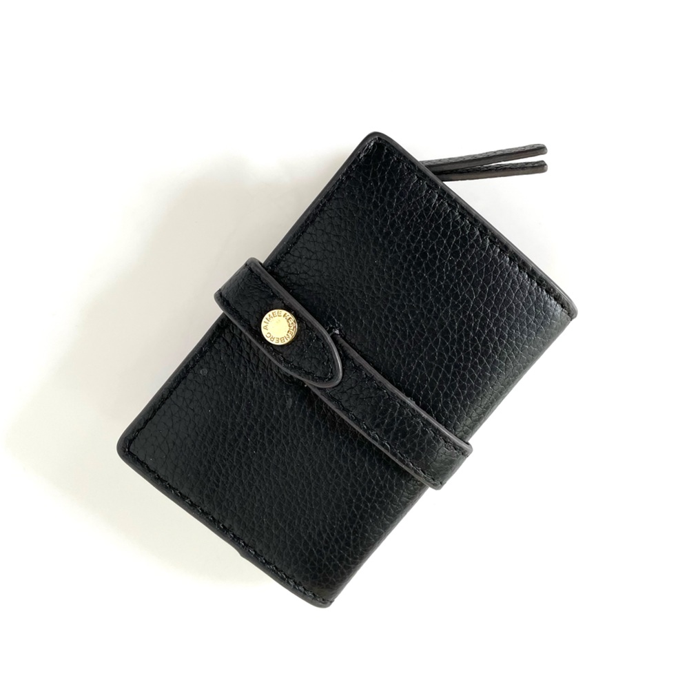 Wallet | Aime Kestenberg Black Pebbled Leather Card Holder Wallet Gold Zip